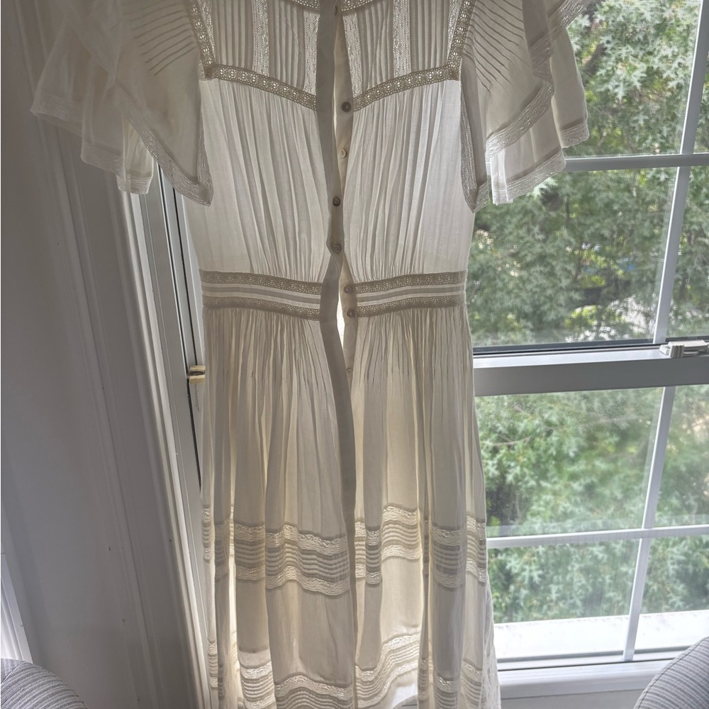 LoveShackFancy Cream Button-Down Maxi Dress